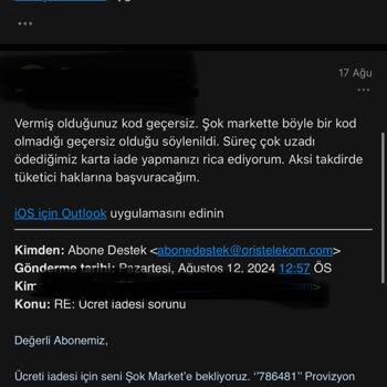 Oris İletişim Geçersiz İade Kodu