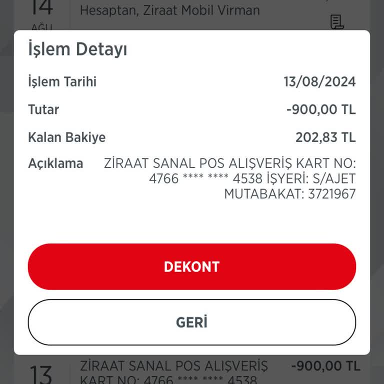 Ziraat Bankası Ziraat Para İadesi Yapılmaması