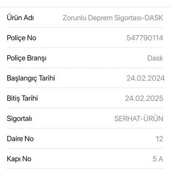 Türkiye Sigorta Hatalı Daire Numarası Ve Fazladan DASK Ücreti