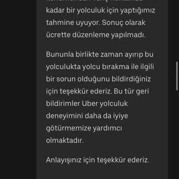 Uber Paramı İade Etmiyor