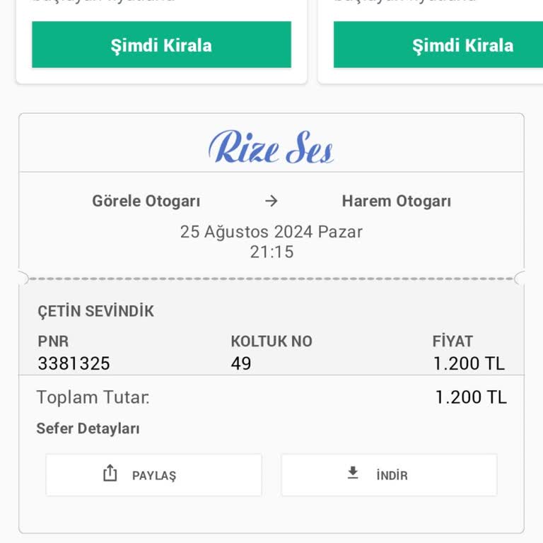 Rize Ses Turizm Yanlış Koltuk Satışı