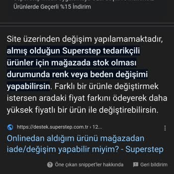 SuperStep Hatalı Kusurlu Ürüne Değişim Yapmaması