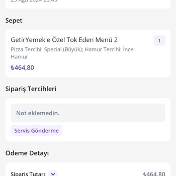 GetirYemek'te Fiyat Farkı