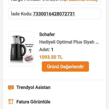 Trendyol /Schafer Satıcısı Bozuk Çalışmayan Çaycı İadesi Reddetti