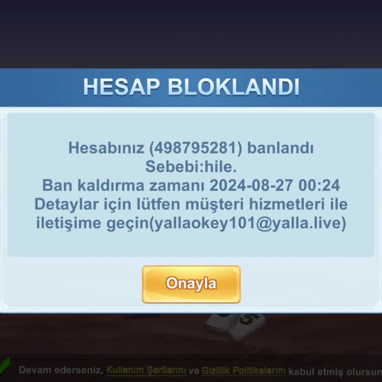 101 Okey Yalla Hesap Erişim Sorunu Ve Haksız Suçlama