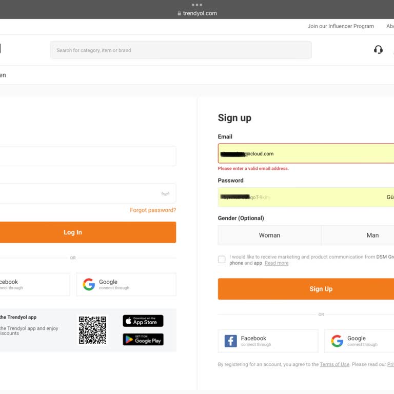 Trendyol Does Not Accept ICloud Email Addresses
