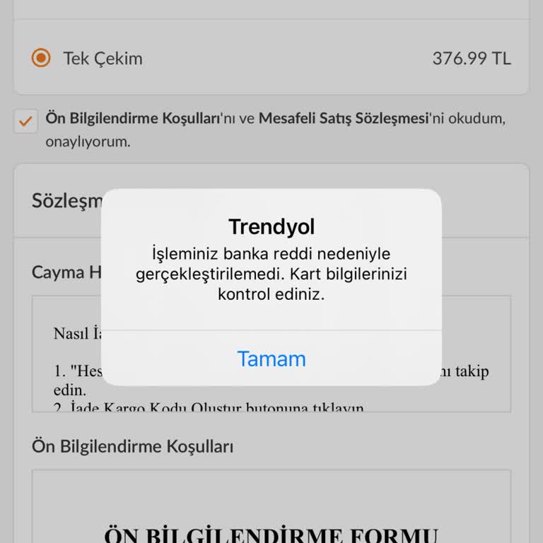 Trendyol Banka Reddi Şikayet