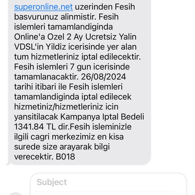 Superonline Kampanya İptal Bedel Ücreti