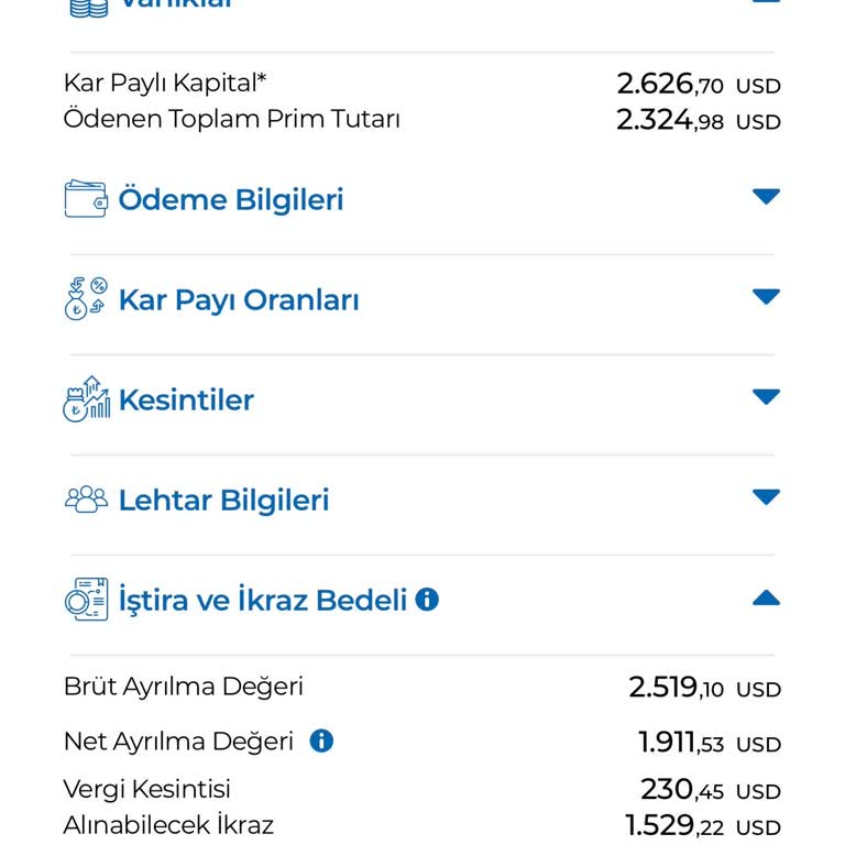 Anadolu Hayat Emeklilik Ana Paradan Kesilen Tutar Ahe