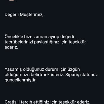 Gratis Sipariş Statü Problemi