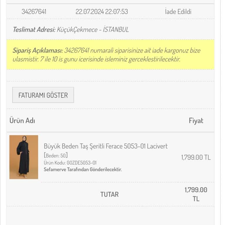 Sefamerve'de Alışveriş Pişmanlığı