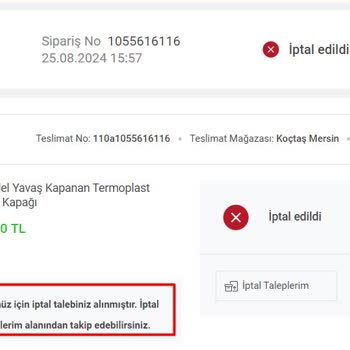 Koçtaş Siparişimi Sormadan - Sebep Göstermeden İptal Etti