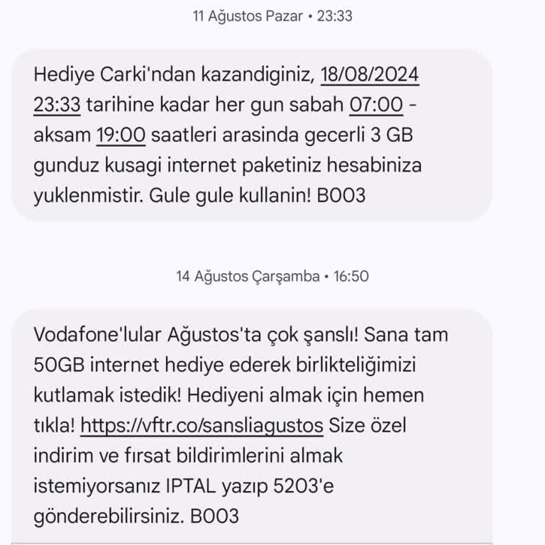 Vodafone Şanlı Ağustos Kampanyasında Hediye İnternet Sorunu