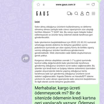 Gaus Hatalı Dikiş Kabul Etmiyor Ödemeyi Karta Yapmıyor
