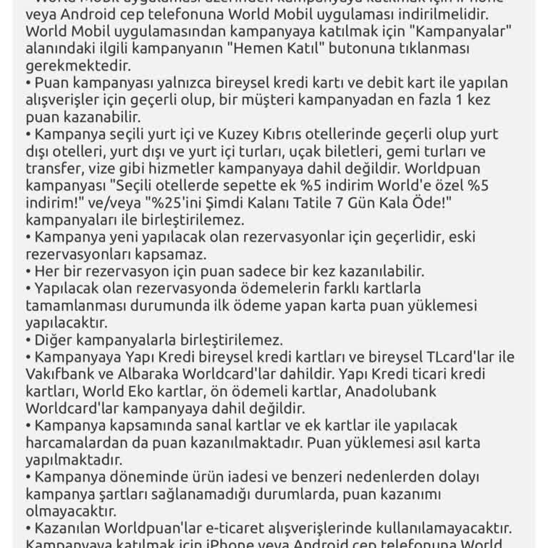 Yapı Kredi Tatilbudur Worldpuan Kampanyası Mağduriyeti