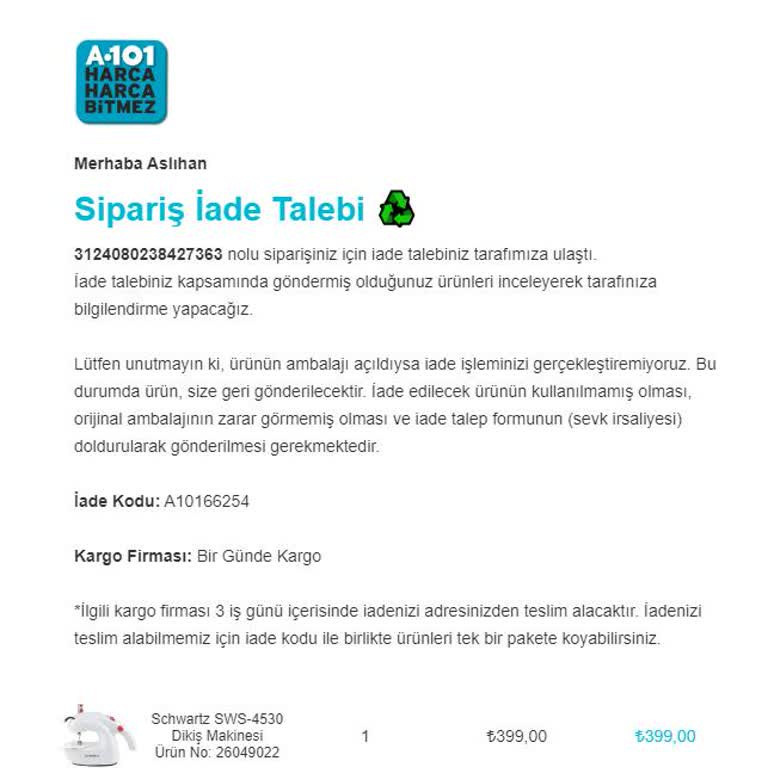 A101 Sattığı Kusurlu Ürünle İlgilenmiyor
