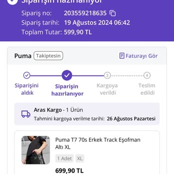 Puma Ürünü Kargoya Veremiyor
