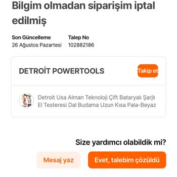 Hepsiburada Haber Verilmeden Siparişimi İptal Etti