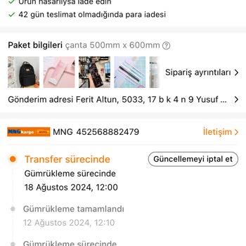 Temu Uygulaması Üzerinden Siparişim Hakkında