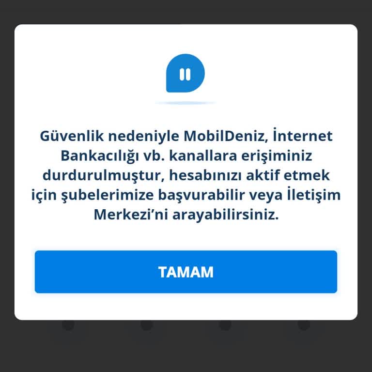 Denizbank Güvenlik Sıkıntısı Sebebiyle Mobil Şubeye Girememe