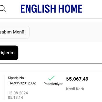 Englısh Home Siparişimi Göndermedi