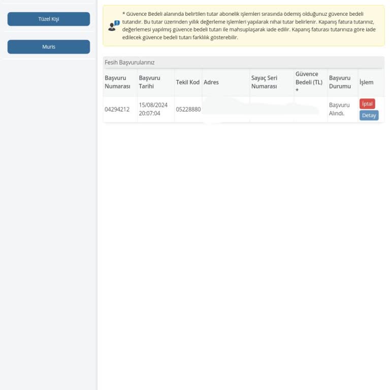 DEPSAŞ Enerji Dicle Elektrik Abonelik Fesih Başvurusu