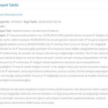 Kablo Net "TÜRKSAT Kablo" İnternet Sağlayıcısının IP Havuzu Yetersizliği