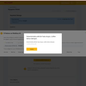 Pegasus Rezervasyon Makbuz E-fatura Vermiyor