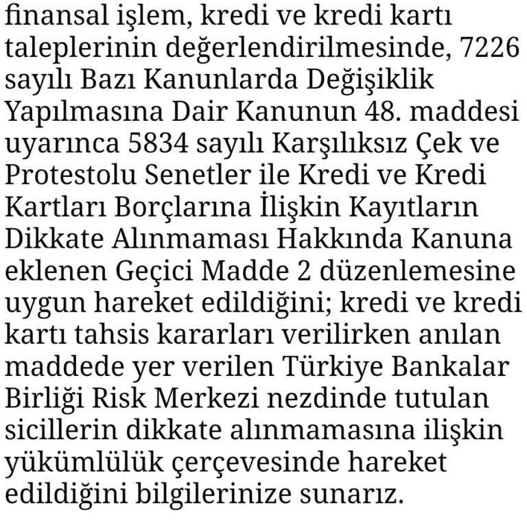TBB (Türkiye Bankalar Birliği) İş Bankası Kredi Ve Kredi Kartı Sicil Affı Dilekçesi
