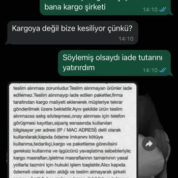 Zirve Parfüm Kozmetik Yanıltıcı Kargo Bilgilendirmesi Ve Haksız İade Bedeli Talebi