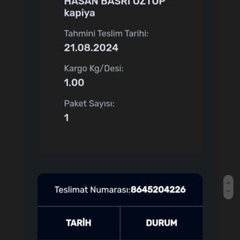 Aras Kargo 4393375071160 Takip Numaralı Teslim Edilmeyen Trendyol Gönderim Hk.