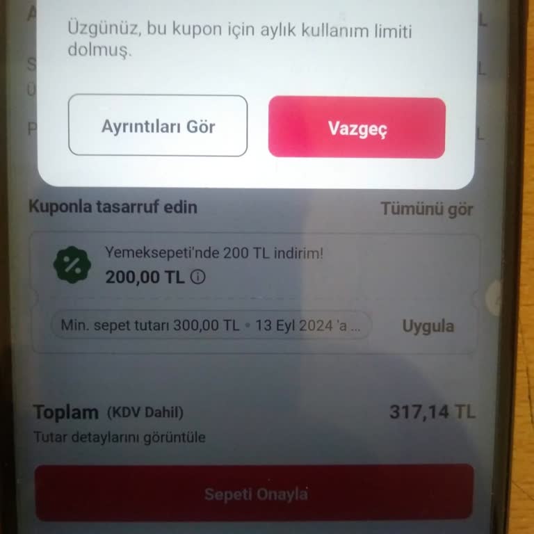 Yemeksepeti Tanımlı Ama Kullanılmayan 200 TL Kupon!