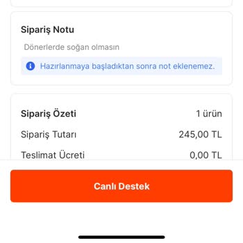 Migros Yemek Canlı Destek Hizmeti Gerekli Desteği Sağlamadı.