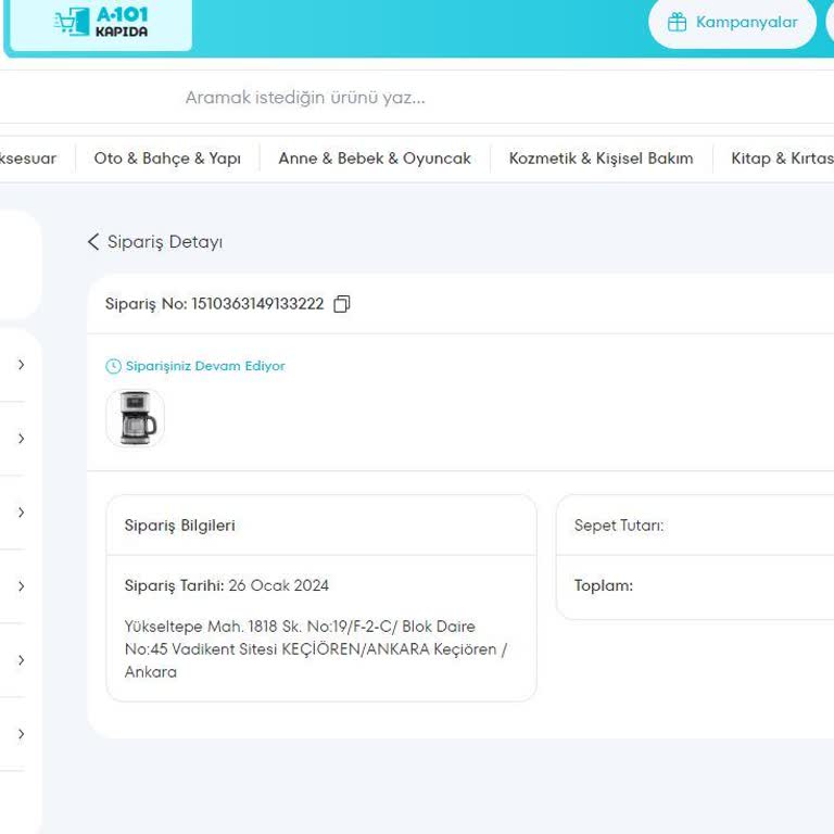 A101 Fatura Sorunu - Homend Marka Filtre Kahve Makinesi