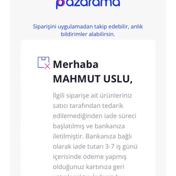 Pazarama Haksız Fiyat Artışı Yaparak Siparişimi İptal Etti