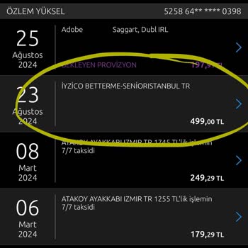 İyzico Betterme Senior İstanbul Usulsüz Ücret Tahsilatı