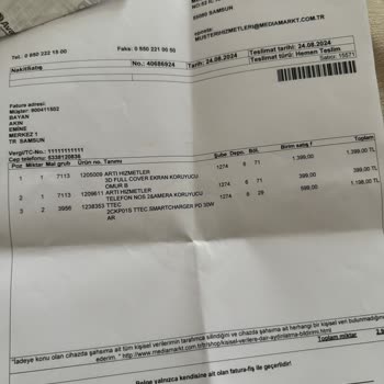 Media Markt Ürün Satışı Yapılmasına Rağmen Ürün Hizmeti Verilmedi.