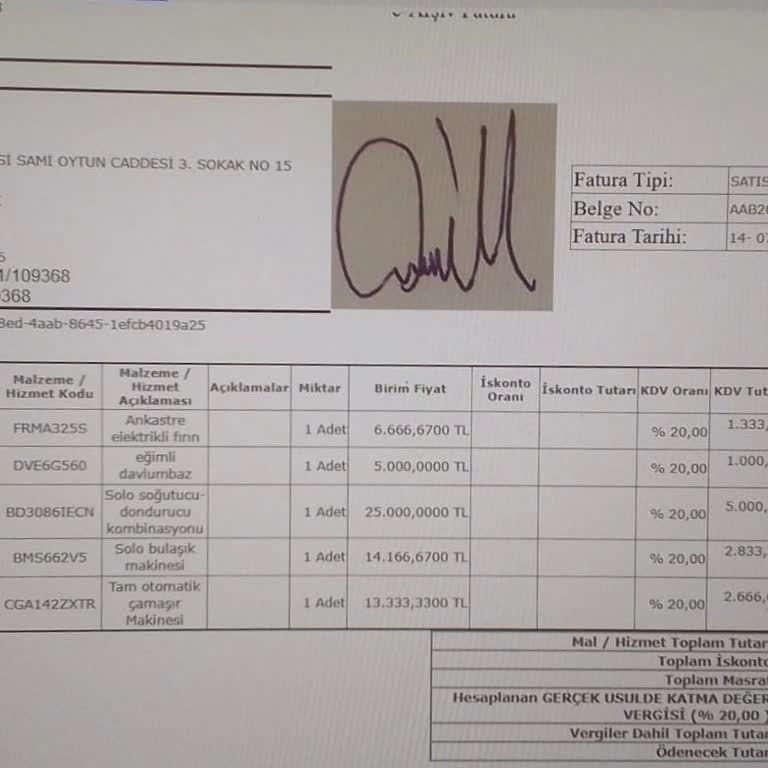 Profilo Arızalı Sıfır Ürün