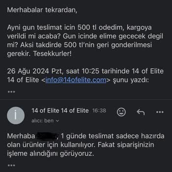 14 of Elite Teslimattan 499 TL Fazla Alıyorlar