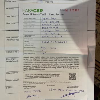 EasyCep Güvenilir Olmayan Servis Süreci