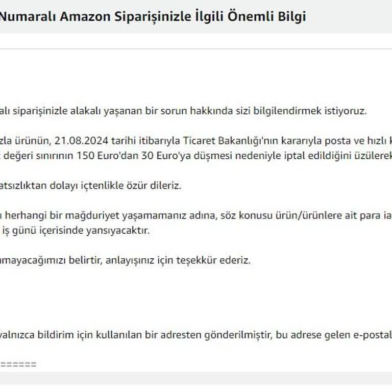 Amazon Sipariş İptali Hakkında