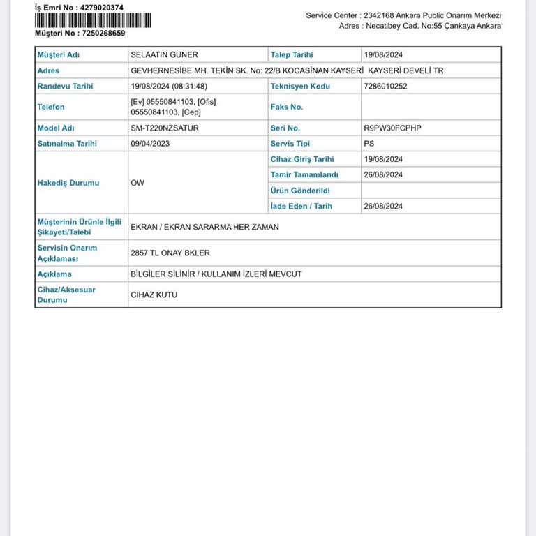 Samsung Servis Garanti Kapsamı Sorunu