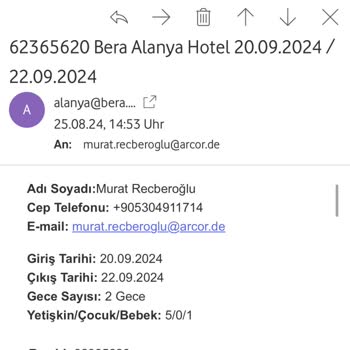 Bera Alanya Hotel Otel Rezervasyon İptali Ve Müşteri Hizmetleri Sorunu