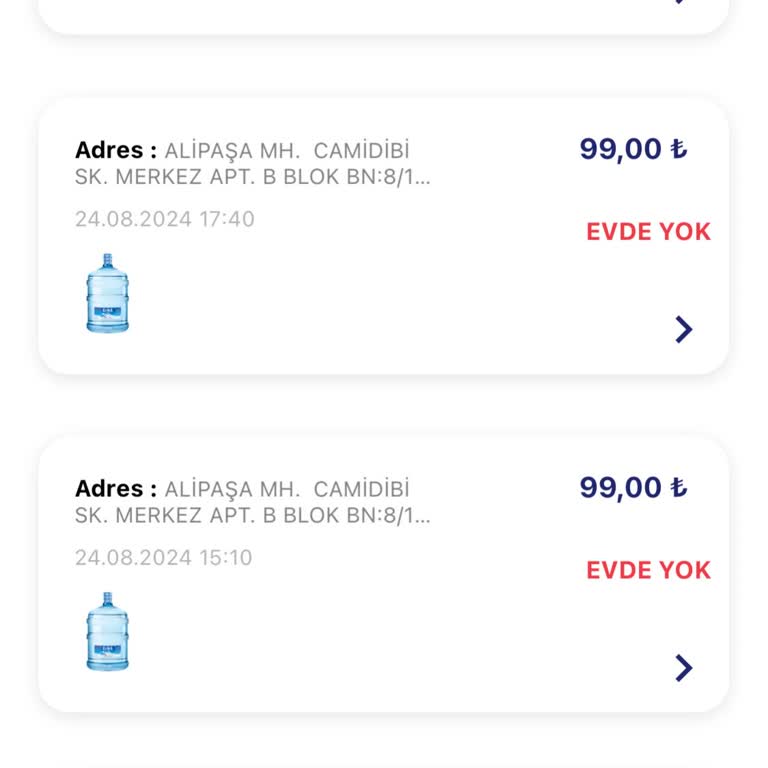 Erikli Su Siparişi Eve Getirmiyor