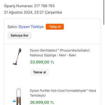 Dyson Türkiye Ürünlerimi Göndermiyor