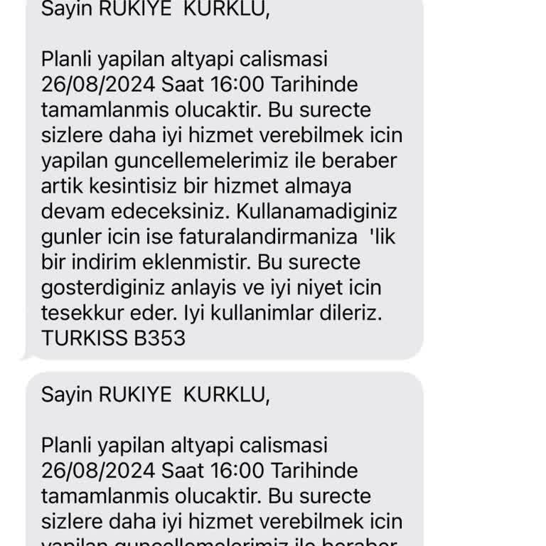 TURKISS Turkiss Altyapı Sorunu