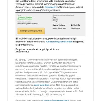 Amazon.com Sipariş Göndermiyor