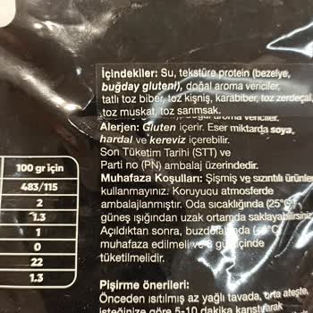 Veggy Migros Ürünün İçindekiler Etiketi Değişmiş