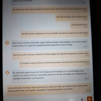 Trendyol Boş Yere Hesabımı Askıya Aldı