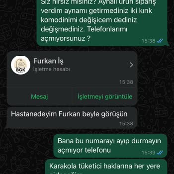 BGK Mobilya (Instagram) Bgk Mobilya Kırık Ve Eksik Ürün